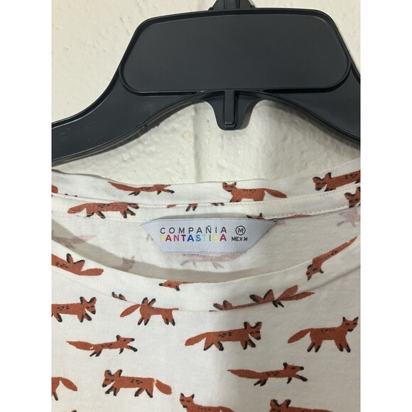 Compañía Fantástica Fox Print Short Sleeve T-Shirt Size M Cute Animal Tee - Picture 3 of 7